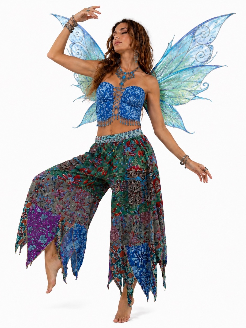 Hippie Forever Handmade Patchwork Handkerchief Pants Women SZ OS Whimsical Fairy